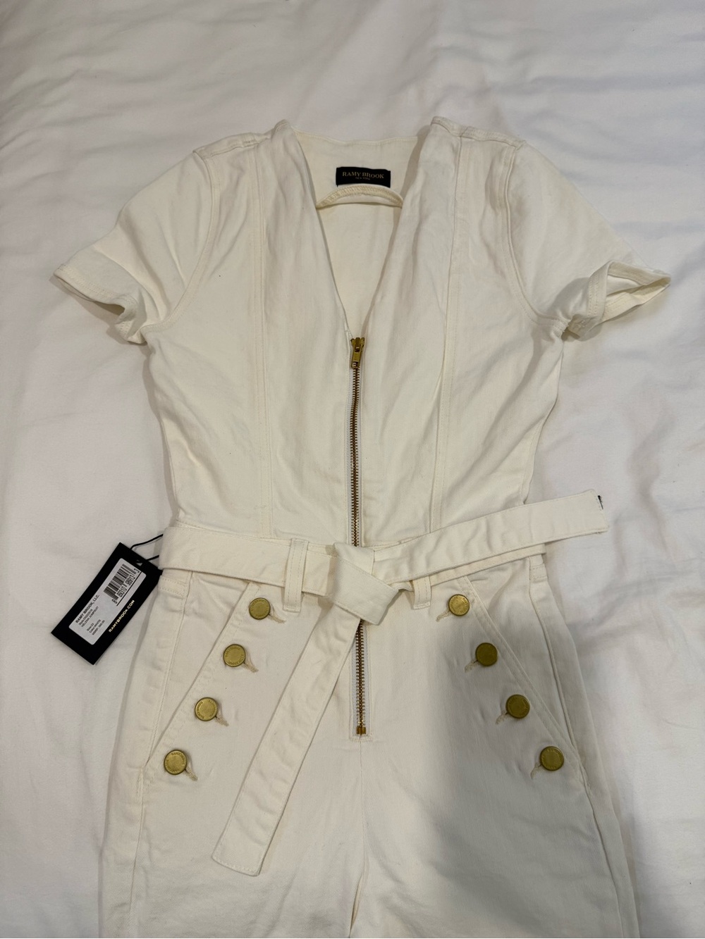 NWT Ramy Brook Helena Jumpsuit, White, Short Sleeve, Size 23
